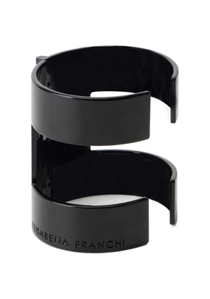 Elisabetta Franchi logo-engraved wrap-around cuff bracelet - Black