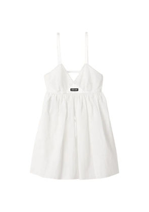 Miu Miu slubbed poplin and eyelet lace mini-dress - White