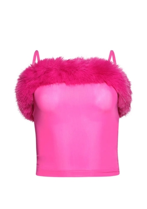 Balenciaga faux-fur-trim spaghetti-strap top - Pink