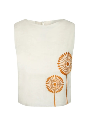 Cala de la Cruz Giardinona floral-embroidered top - White
