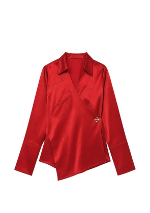 Danamé wrap-style satin blouse - Red