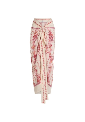 Agua By Agua Bendita Lavanda Cauca floral-print knot-detail pareo - Neutrals