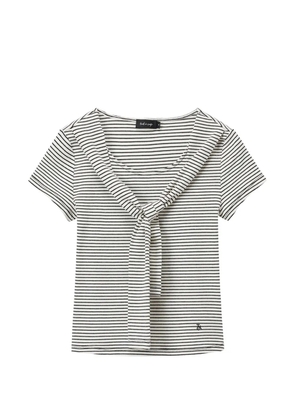 tout a coup striped tie-detail T-shirt - White