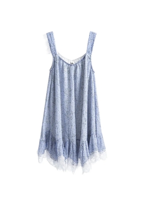 b+ab floral-print lace-trim mini dress - Blue