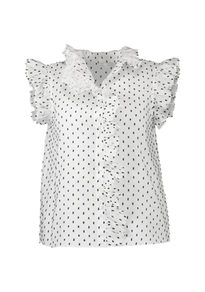 Christy Lynn Marfa ruffled polka-dot blouse - White