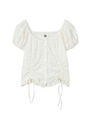 b+ab ruched-detail ruffled blouse - White