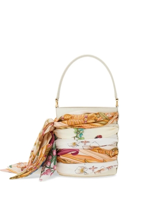 Ferragamo mini bucket bag with foulard - White
