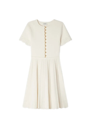 SANDRO buttoned scalloped mini dress - Neutrals