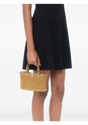 Valentino Garavani Rockstud mini suede shopping bag - Neutrals