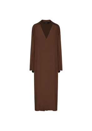 Federica Tosi V-neck long-sleeve midi dress - Brown