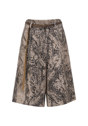 R13 paisley-print wide-leg shorts - Neutrals