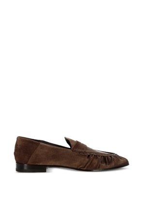 Ortigni ruched penny loafers - Brown