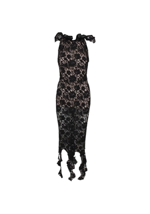 Giuseppe Di Morabito ruffled lace midi dress - Black