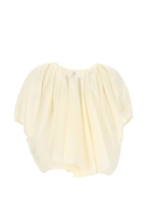 120% Lino gathered puff-sleeve blouse - Neutrals