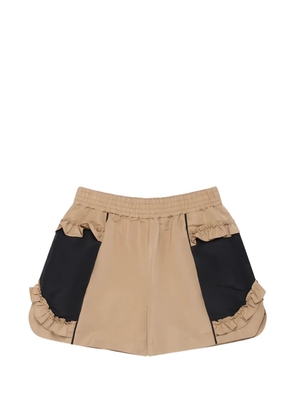 Simone Rocha ruffle-trimmed split-hem track shorts - Neutrals