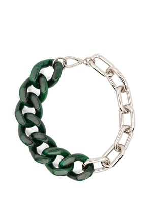 Plan C malachite-effect chunky-link necklace - Silver