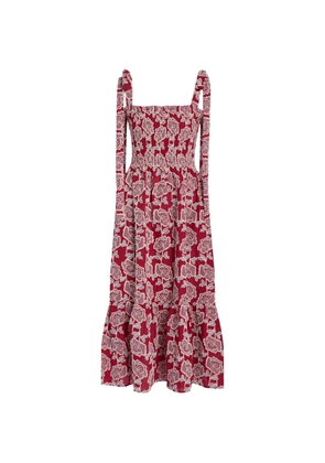 ERDEM floral-embroidered tiered midi dress