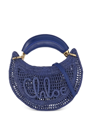 Chloé mini Summer Banana logo-embroidered raffia crossbody bag - Blue
