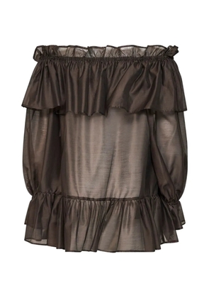 Blanca Vita ruffled off-the-shoulder blouse - Brown