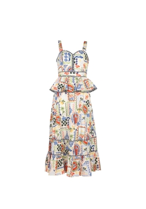 Hunter Bell Lacey peplum-waist tiered midi dress - White