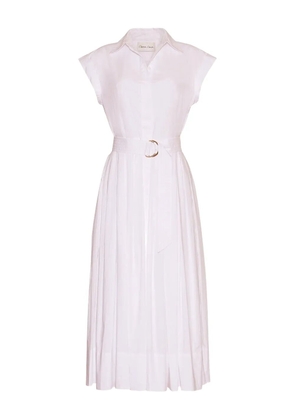 Cara Cara Octavia belted pleated dress - White