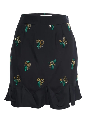 Stella McCartney Pre-Owned floral-embroidered ruffle mini skirt - Black