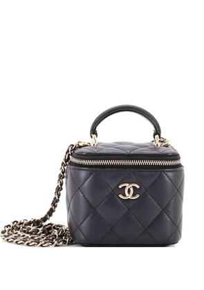 CHANEL Pre-Owned Classic Top Handle Vanity Case with Chain Quilted Lambskin Mini crossbody bag - Black