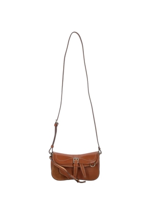 BOLDRINI contrast-stitch buckle-fastening cross body bag - Brown