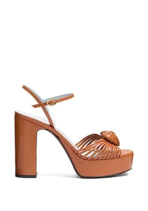 Valentino Garavani Coeur Royal platform sandals in kidskin 115mm - Brown