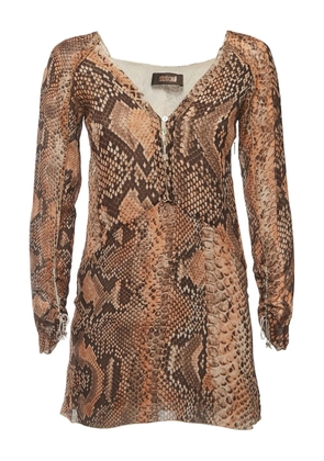 Roberto Cavalli Vintage snake-print mini dress - Brown