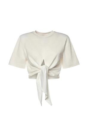 Nineminutes front-tie cropped T-shirt - White