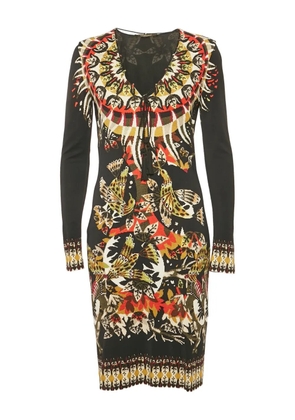 Roberto Cavalli baroque-print long-sleeve dress - Black