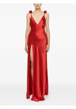 NISSA open-back rosette-detail maxi dress - Red