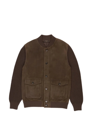 slowear suede-panelled bomber jacket - Brown