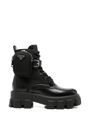 Prada Pre-Owned Monolith pouch-detail ankle boots - Black