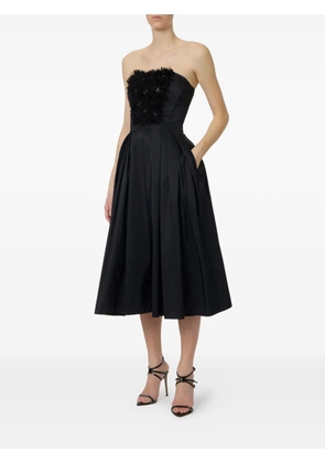 Elisabetta Franchi embroidered floral-appliqué midi dress - Black