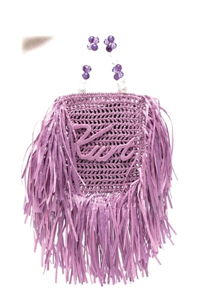 Kurt Geiger London mini Kurt fringe-trimmed tote bag - Purple
