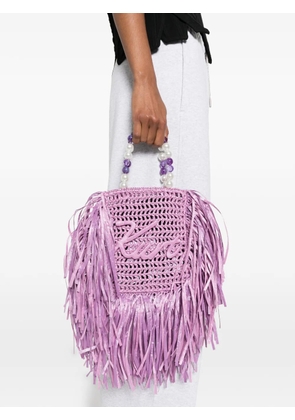 Kurt Geiger London mini Kurt fringe-trimmed tote bag - Purple