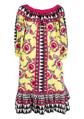 La DoubleJ off-shoulder floral mid-length dress - Yellow