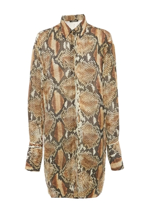 Roberto Cavalli Vintage python-print shirt dress - Brown