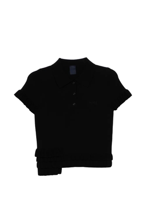 Juun.J ruffled-trim polo shirt - Black