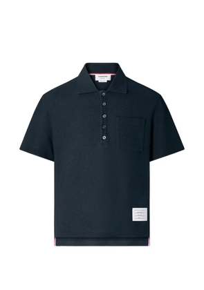 Thom Browne textured-knit chest-pocket polo shirt - Blue