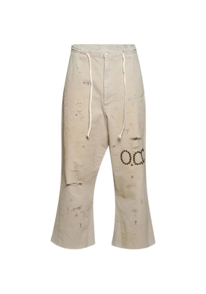 RIVINGTON ROI REBIS Raw He distressed studded trousers - Neutrals