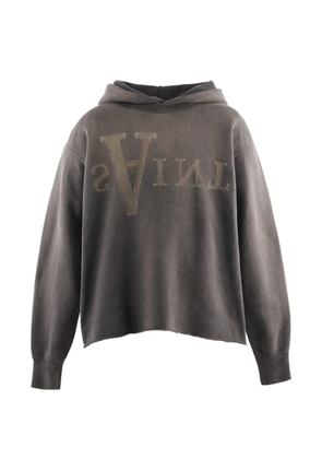 SAINT MXXXXXX logo-print raw-cut hoodie - Black