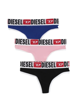 Diesel logo-waistband thongs (set of three) - Black