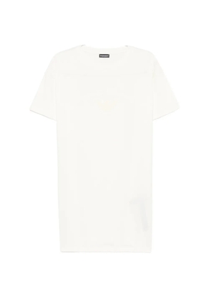 Emporio Armani logo-embroidered T-shirt beach dress - Yellow