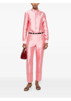 CALVIN KLEIN COLLECTION satin-finish turn-up-cuff trousers - Pink