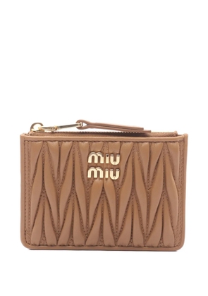 Miu Miu Pre-Owned Matelassé leather card case - Brown