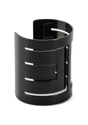 Elisabetta Franchi cut-out logo-embossed cuff bracelet - Black