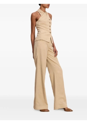 Veronica Beard asymmetric halterneck top - Neutrals